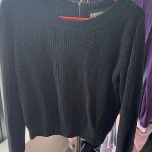 Banana Republic Black Ribbed Crew Neck Sweater